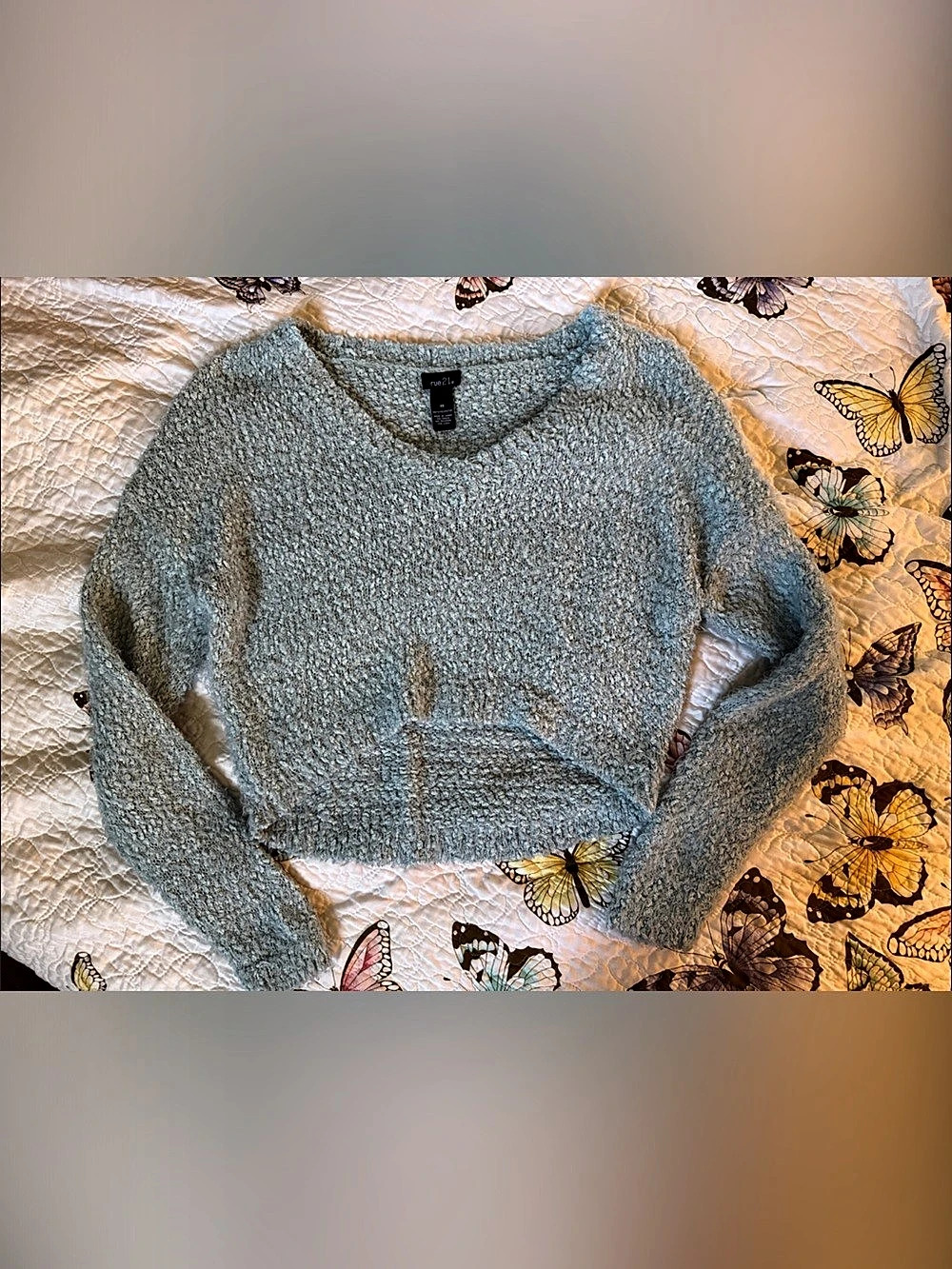 Rue21 Boucle Crewneck Sweater in Blue Size XS